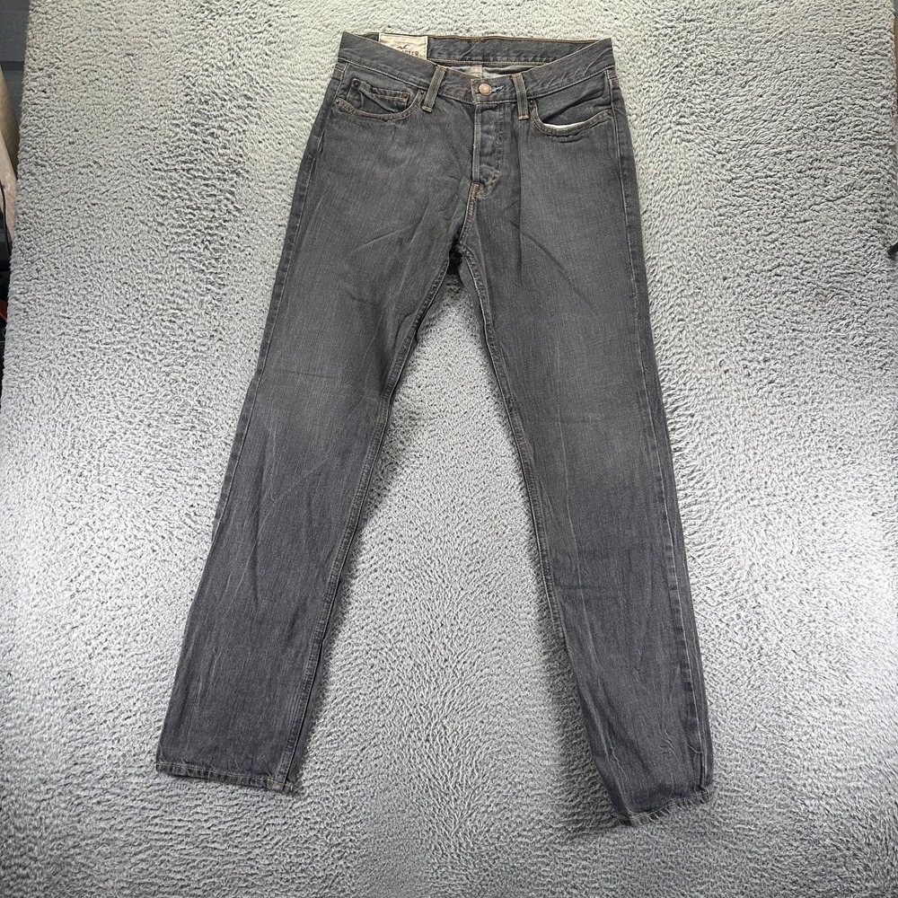 Hollister Jeans Mens‎ 30x32 Black Cotton Denim Straight Slim Workwear Button Fly
